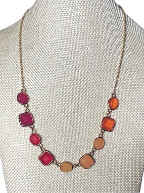 kate spade Gold-Tone Necklace with Pink and Orange Stones